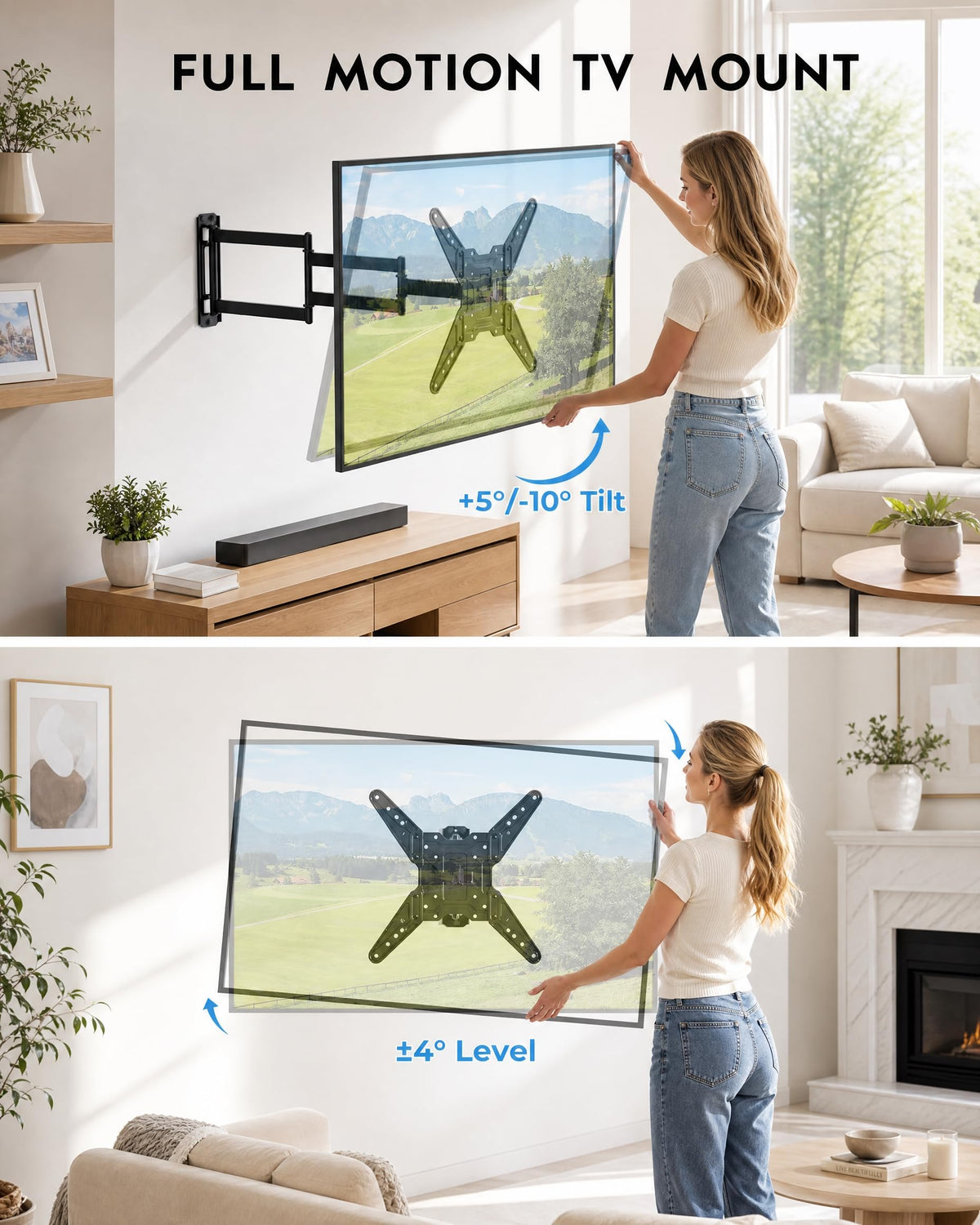 BONTEC Full Motion TV Wall Mount Bracket for 26-65 Inch Black DEMO