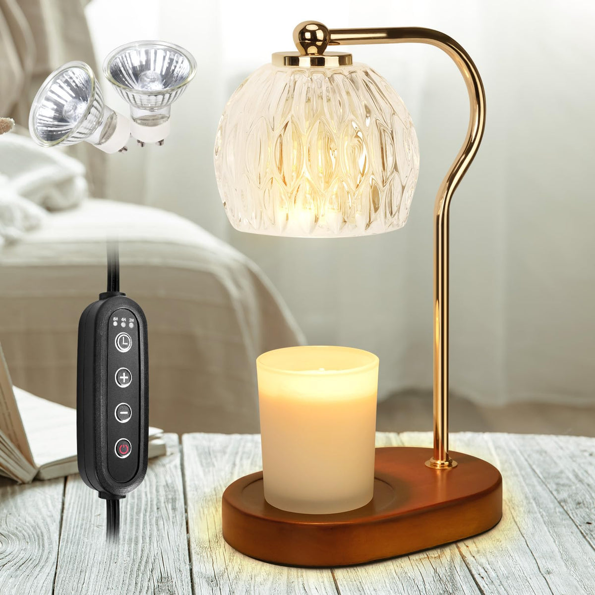 Soilsiu Brown Table Lamps Dimmable Candle Warmer Lamp with Timer NEW