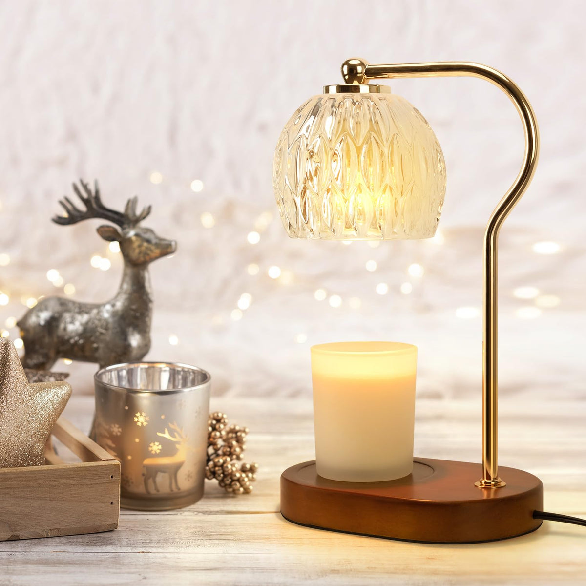 Soilsiu Brown Table Lamps Dimmable Candle Warmer Lamp with Timer NEW