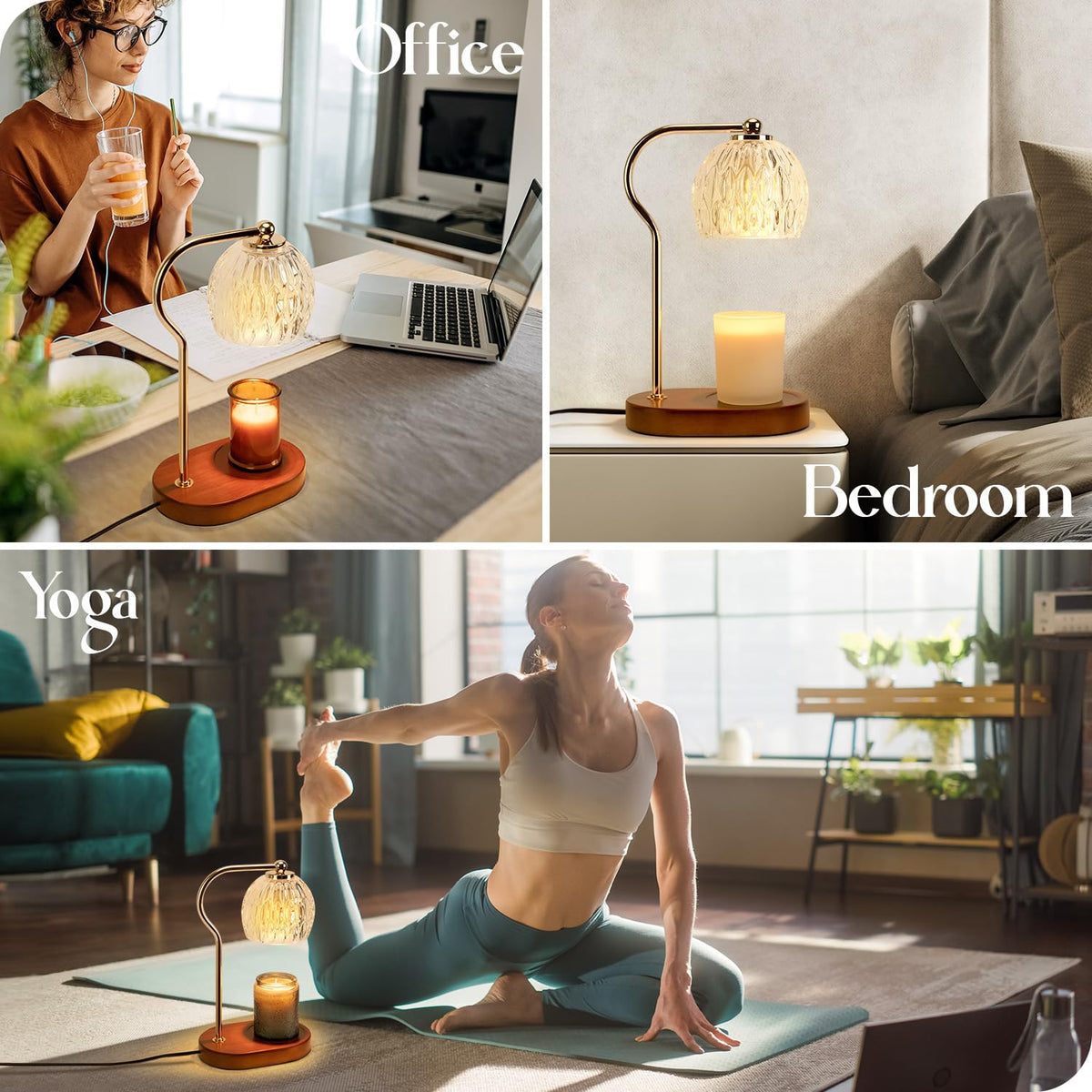 Soilsiu Brown Table Lamps Dimmable Candle Warmer Lamp with Timer NEW