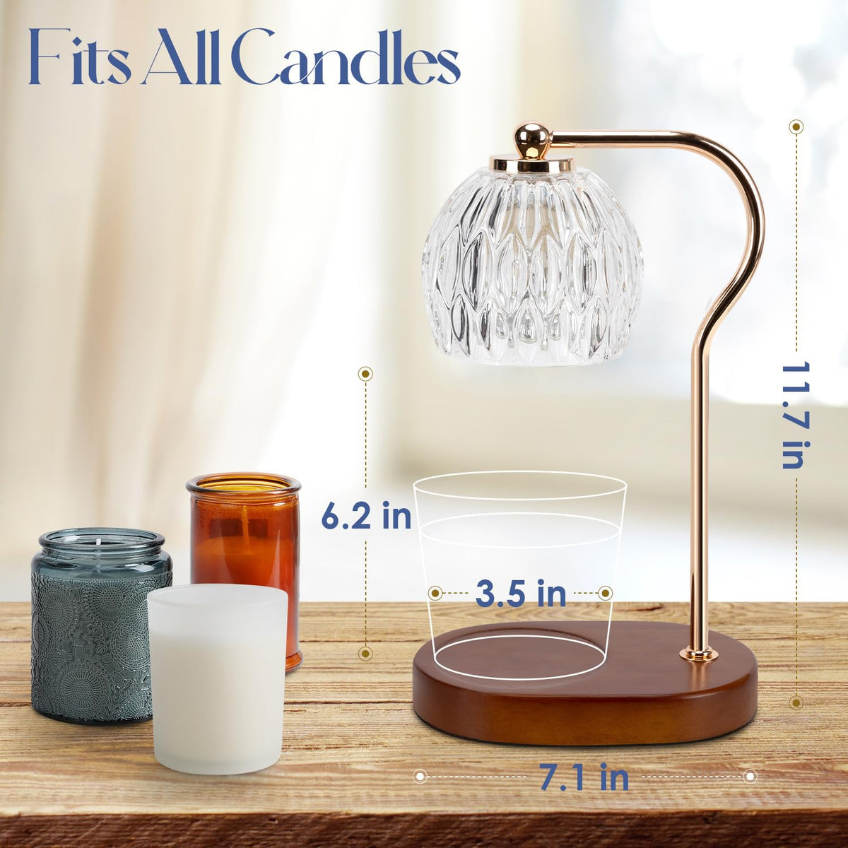 Soilsiu Brown Table Lamps Dimmable Candle Warmer Lamp with Timer NEW