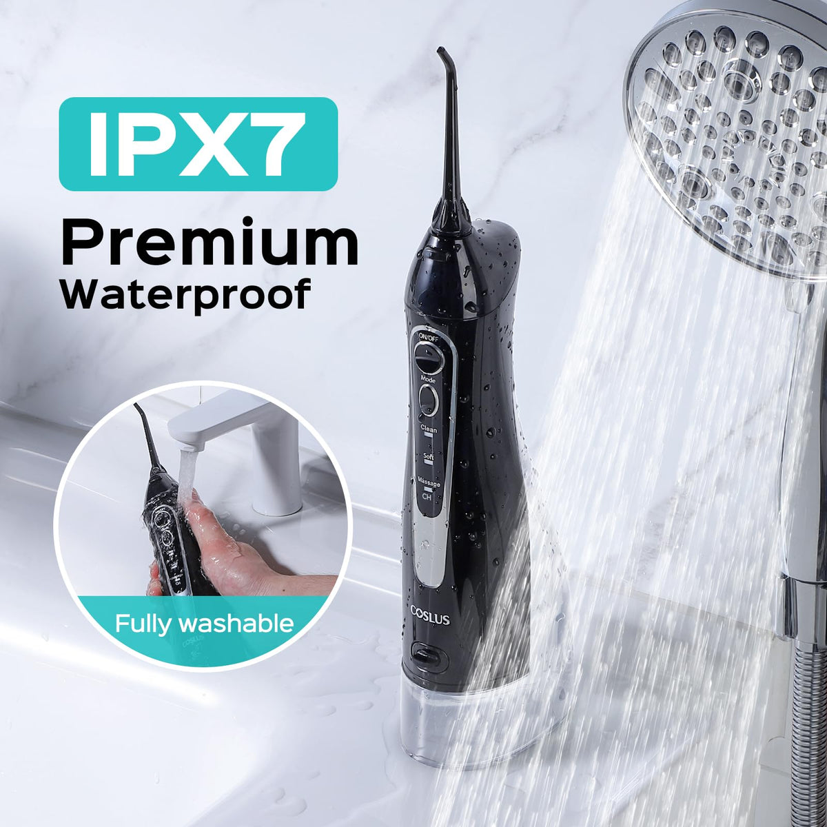 COSLUS C20 Professional Water Flosser 300ML Tank Black NEW