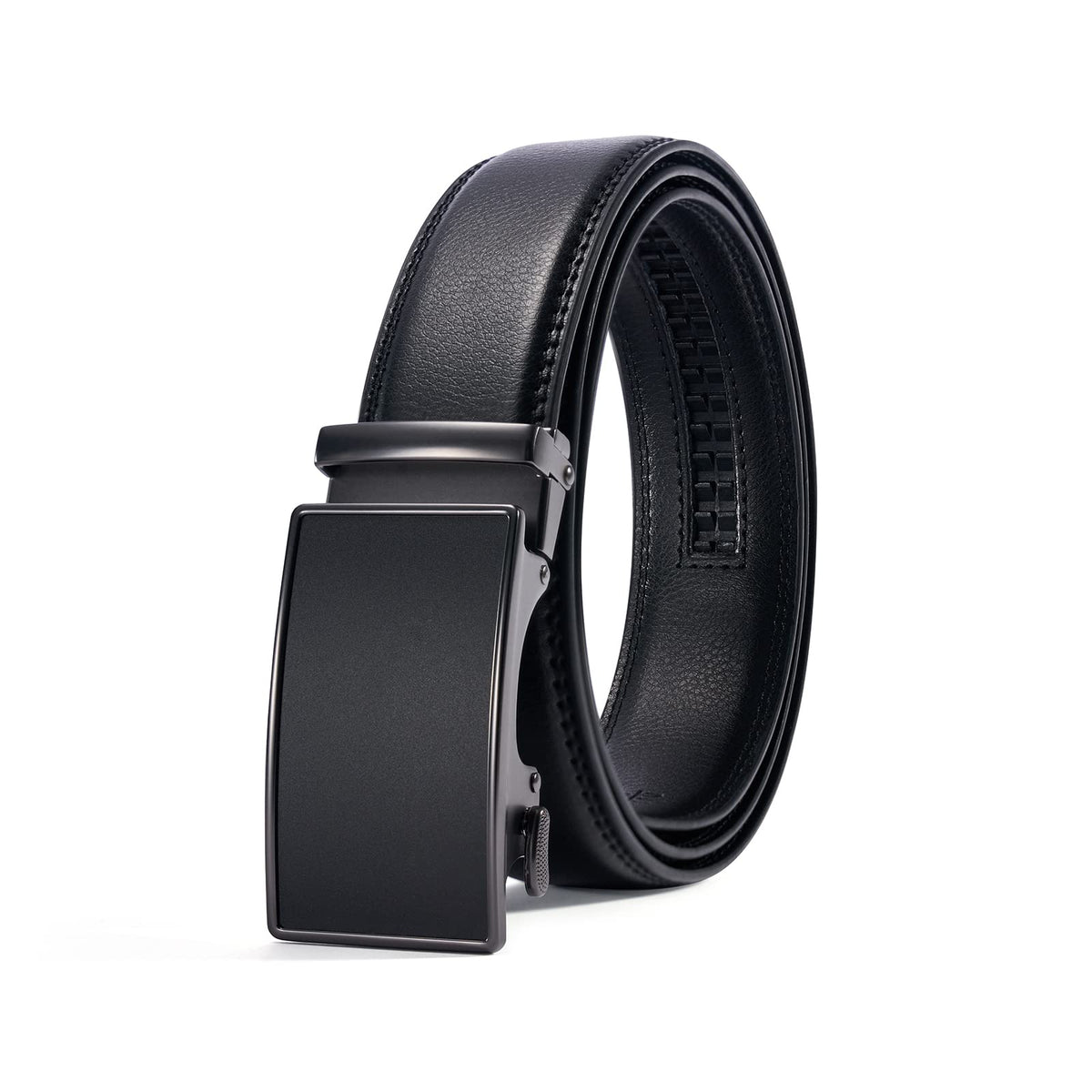 PlusZis Leather Belts Ratchet Belt Automatic Buckle Black 36"-44 Size NEW