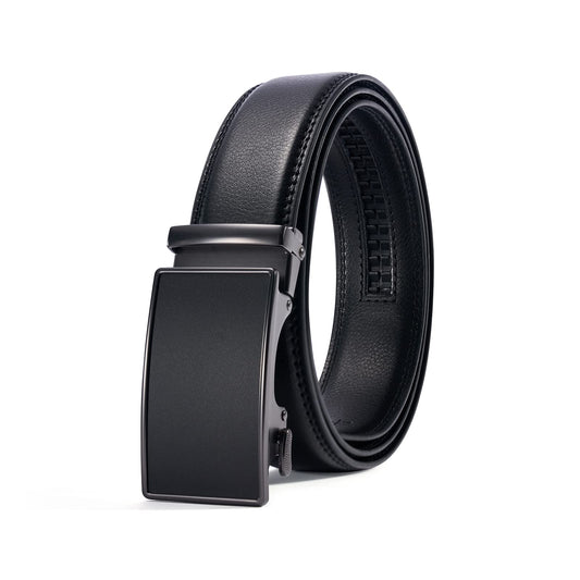 PlusZis Leather Belts Ratchet Belt Automatic Buckle Black 36"-44 Size NEW