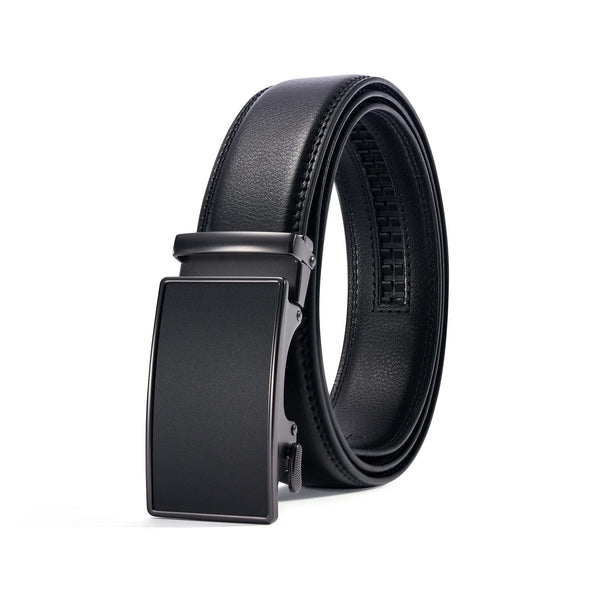 PlusZis Leather Belts Ratchet Belt Automatic Buckle Black 36"-44 Size NEW