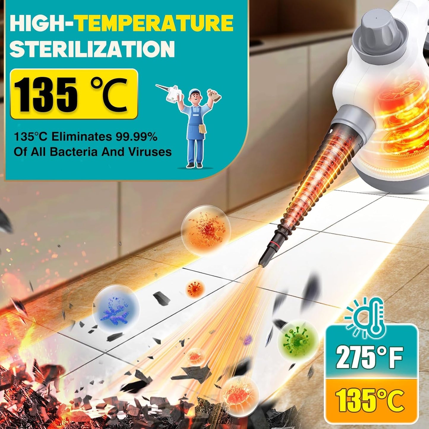 Rolipo Portable Steam Cleaner Multifunction Pressurized Gun for Home Use DEMO