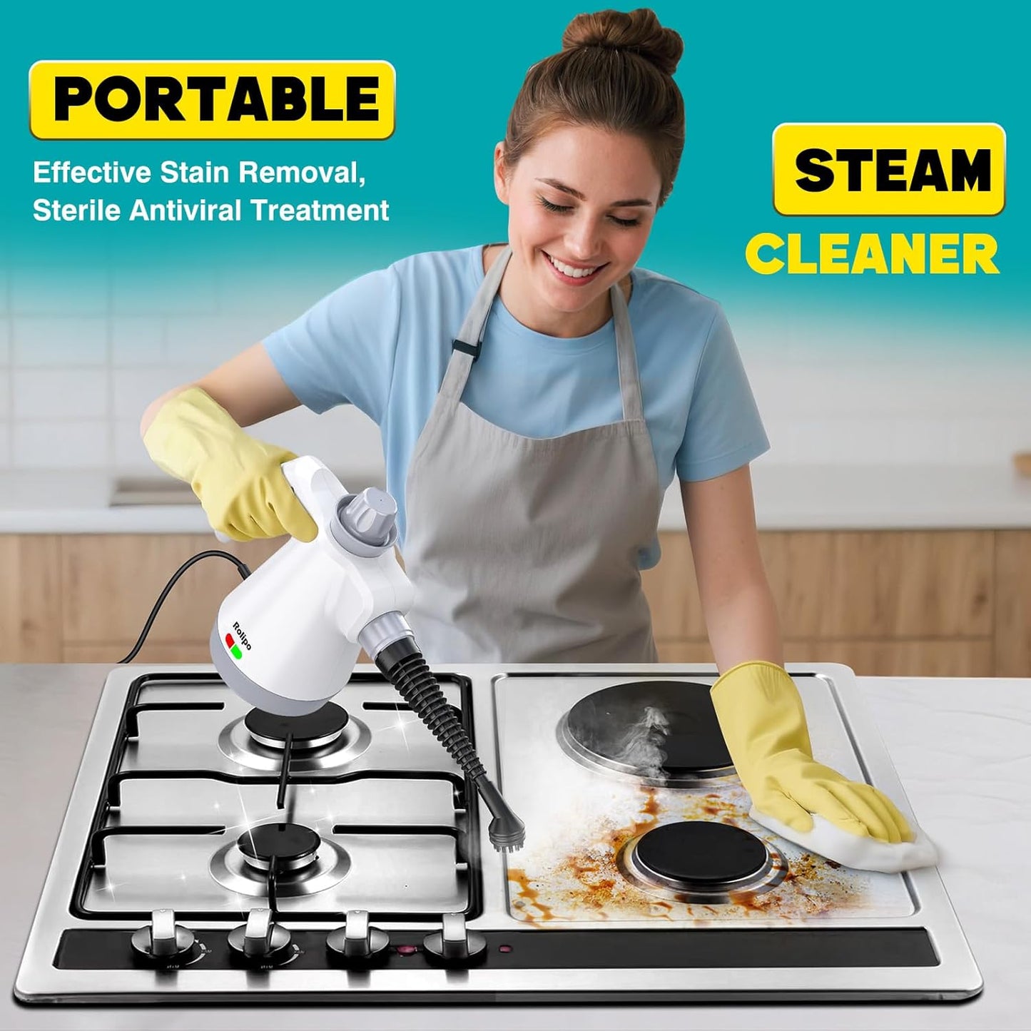 Rolipo Portable Steam Cleaner Multifunction Pressurized Gun for Home Use DEMO