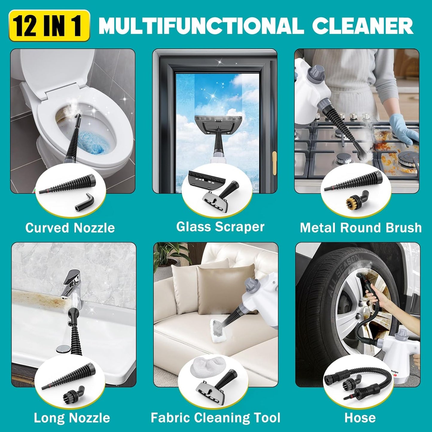 Rolipo Portable Steam Cleaner Multifunction Pressurized Gun for Home Use DEMO