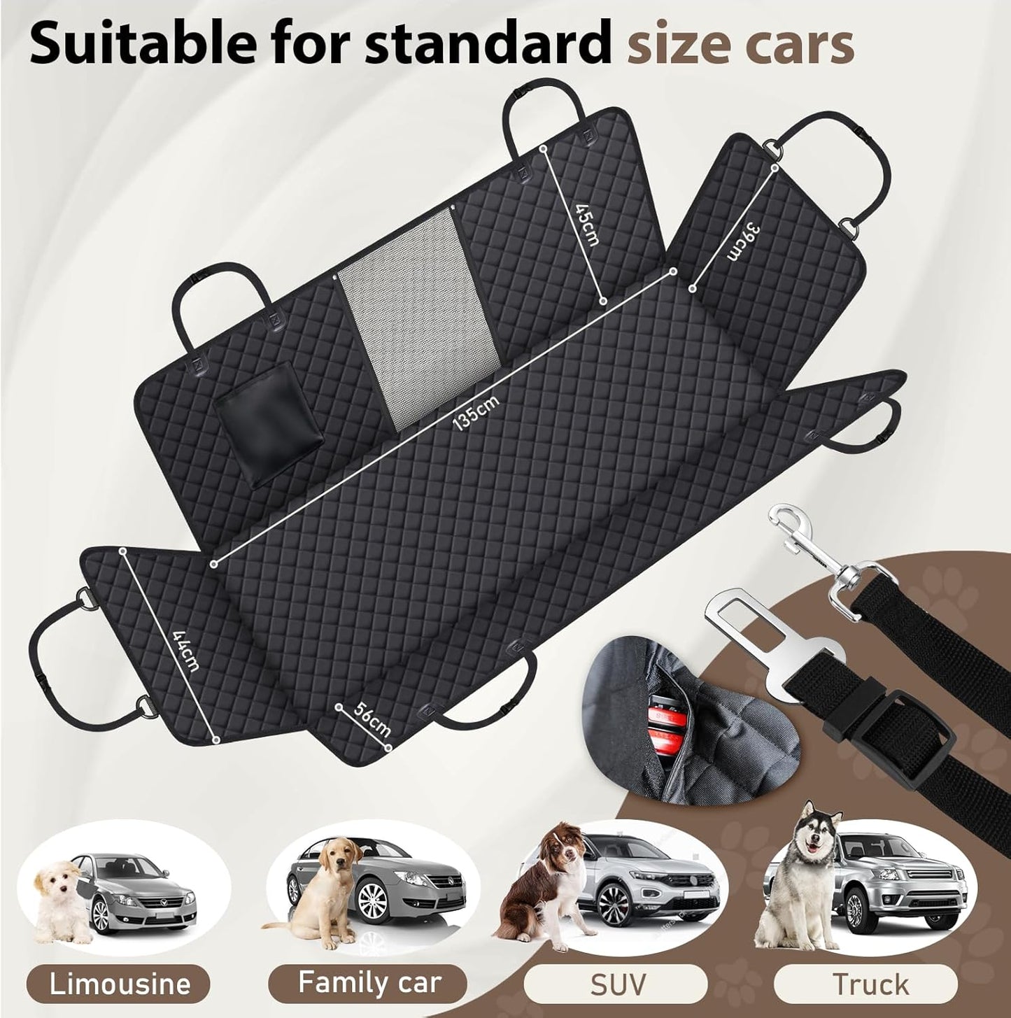 Angooni Non-Slip Dog Hammock Car Seat with Mesh Window Waterproof Scratch NEW