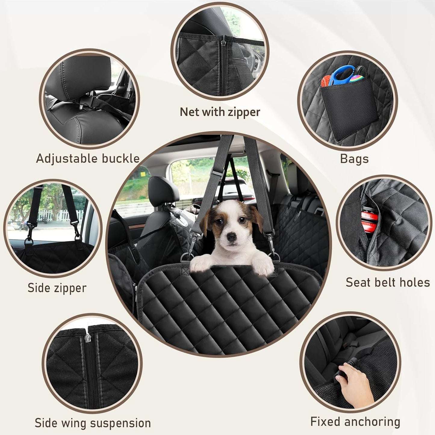 Angooni Non-Slip Dog Hammock Car Seat with Mesh Window Waterproof Scratch NEW