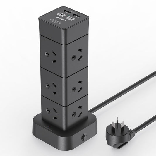 Addtam Power Strip Surge Protected with 12 AC Outlets and 4 USB Ports Black DEMO