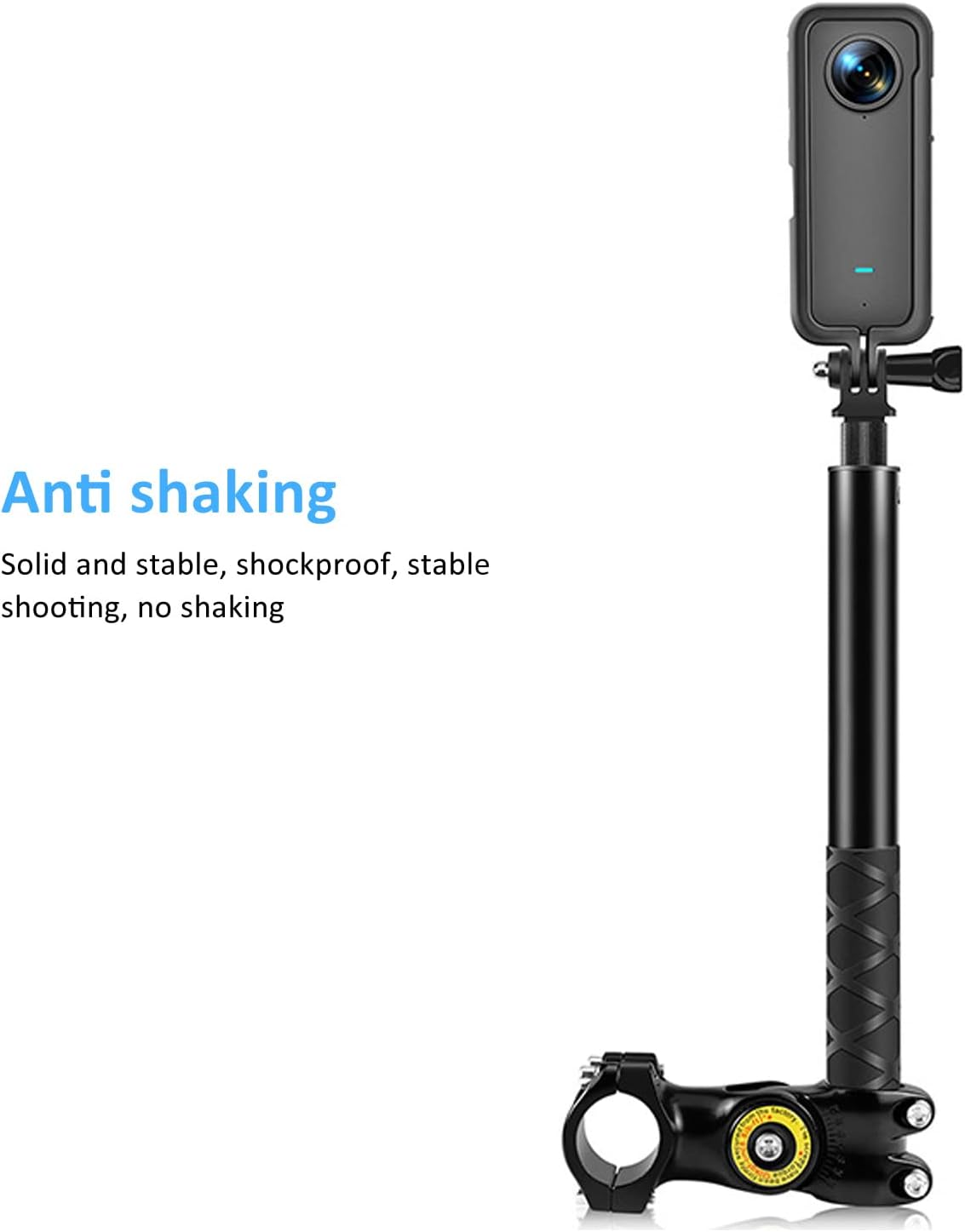 Invisible Selfie Stick Motorcycle Handlebar Mount Camera Black NEW