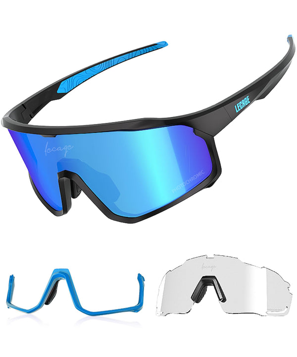 LECAGE Polarized Photochromic Cycling Sunglasses with Night Vision Blue DEMO