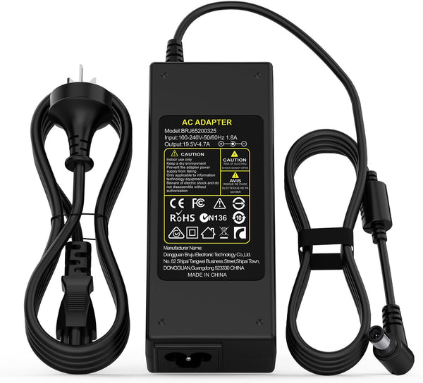 19.5V 4.7A 90W Max Black AC Adapter Power Charger for Sony Bravia TV NEW