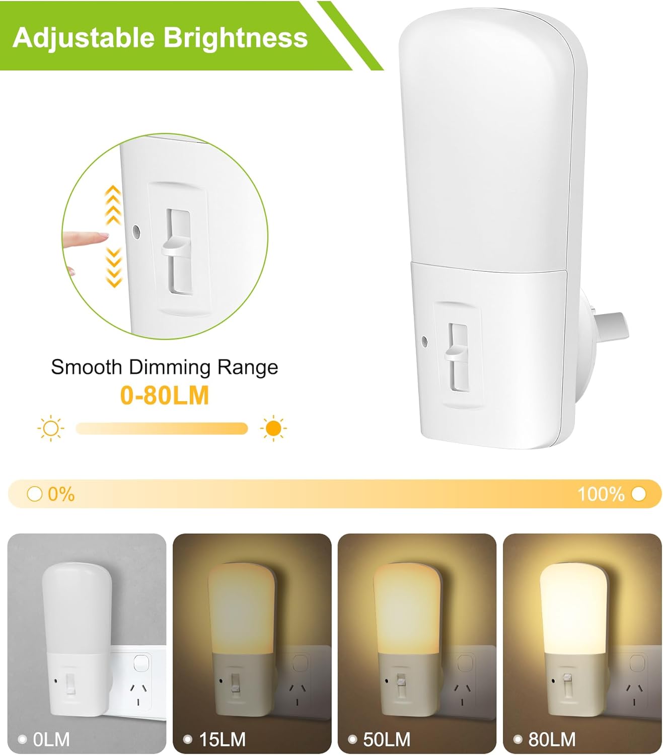 LED Night Lights with Dusk to Dawn Sensor Bright White Plug-In Home Decor DEMO