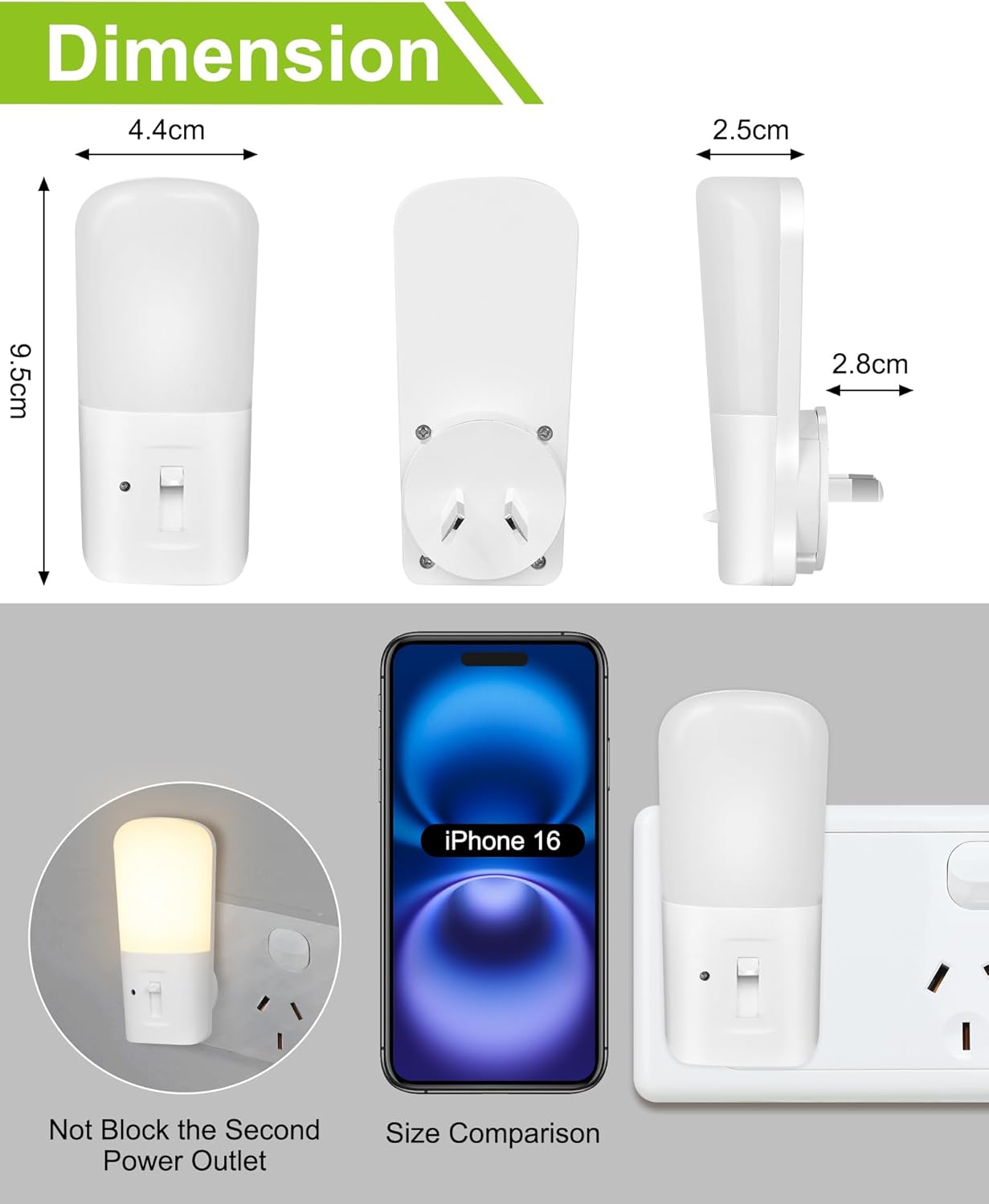 LED Night Lights with Dusk to Dawn Sensor Bright White Plug-In Home Decor DEMO