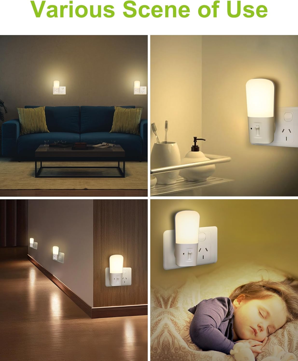LED Night Lights with Dusk to Dawn Sensor Bright White Plug-In Home Decor DEMO
