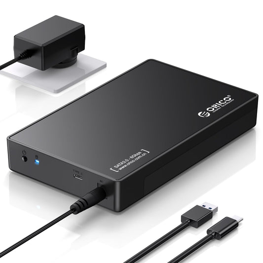 ORICO External USB-C SATA III Hard Drive Enclosure Black for Data Storage NEW