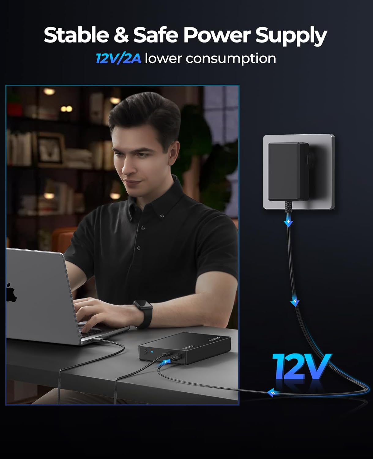 ORICO External USB-C SATA III Hard Drive Enclosure Black for Data Storage NEW