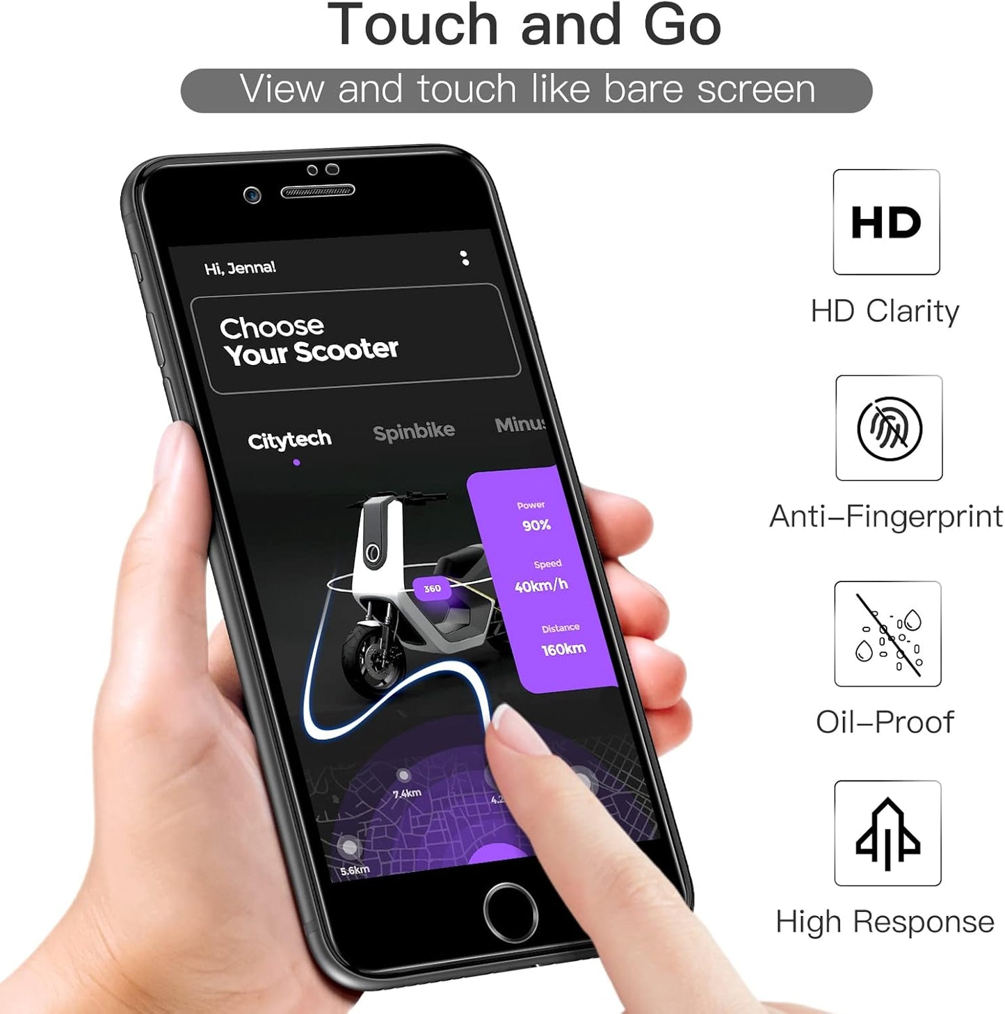 JETech Full Coverage Screen Protector for iPhone 8 Plus/7 Plus 5.5-Inch NEW