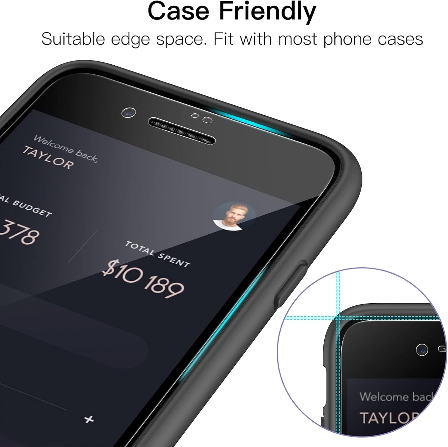 JETech Full Coverage Screen Protector for iPhone 8 Plus/7 Plus 5.5-Inch NEW