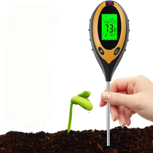4-in-1 Soil Moisture Meter, pH Tester, Digital Gardening Tool Yellow & DEMO