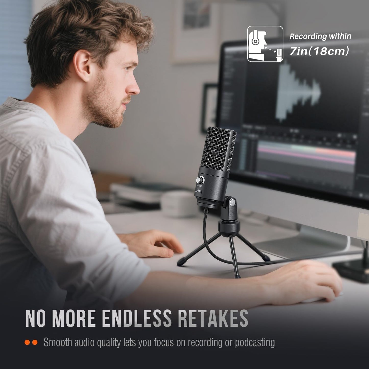 FIFINE Black Condenser USB Microphone for Mac & Windows Recording Music DEMO