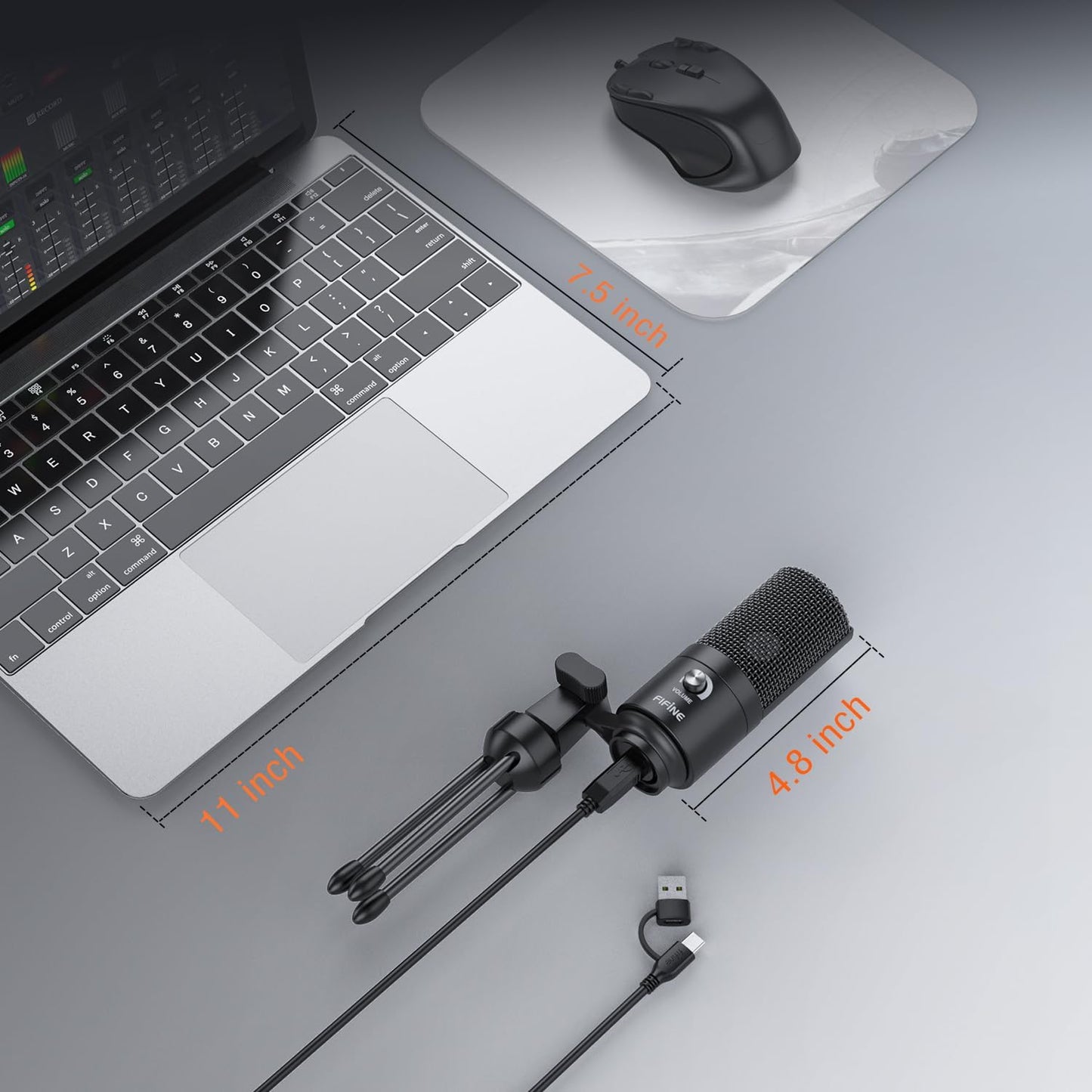 FIFINE Black Condenser USB Microphone for Mac & Windows Recording Music DEMO