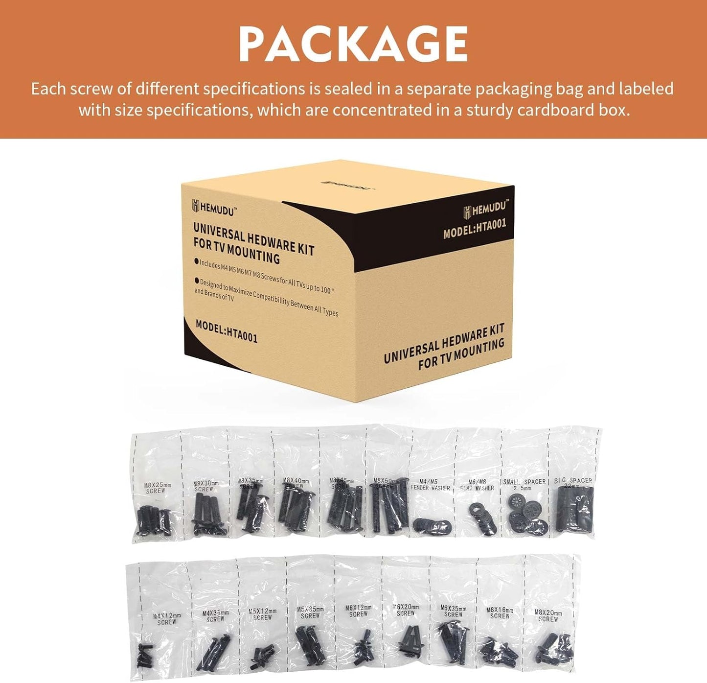 Hemudu Universal TV Installation Hardware Kit Includes Assorted Screws NEW