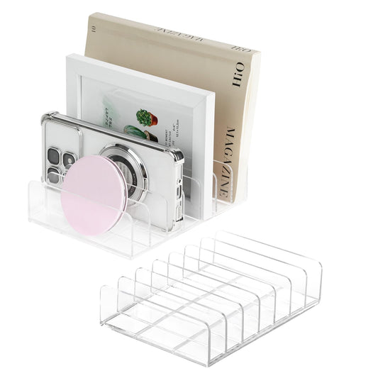 Clear Acrylic Desk Mail Organizer Letter Sorter Transparent Size 17x12.5x4cm NEW