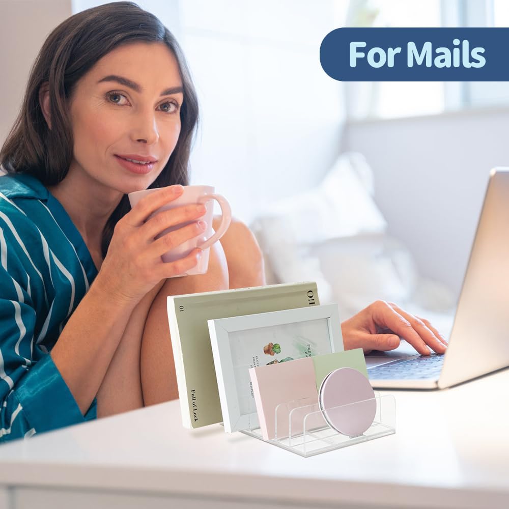 Clear Acrylic Desk Mail Organizer Letter Sorter Transparent Size 17x12.5x4cm NEW