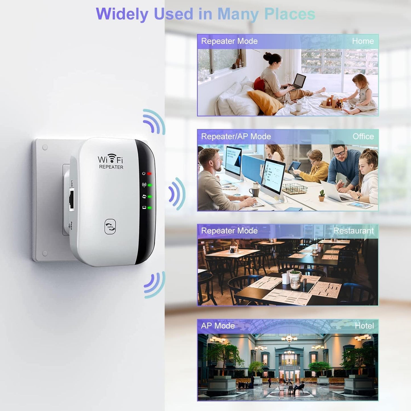 WiFi Range Extender Booster Up to 4000 sq.ft Supports 35 Devices White & DEMO