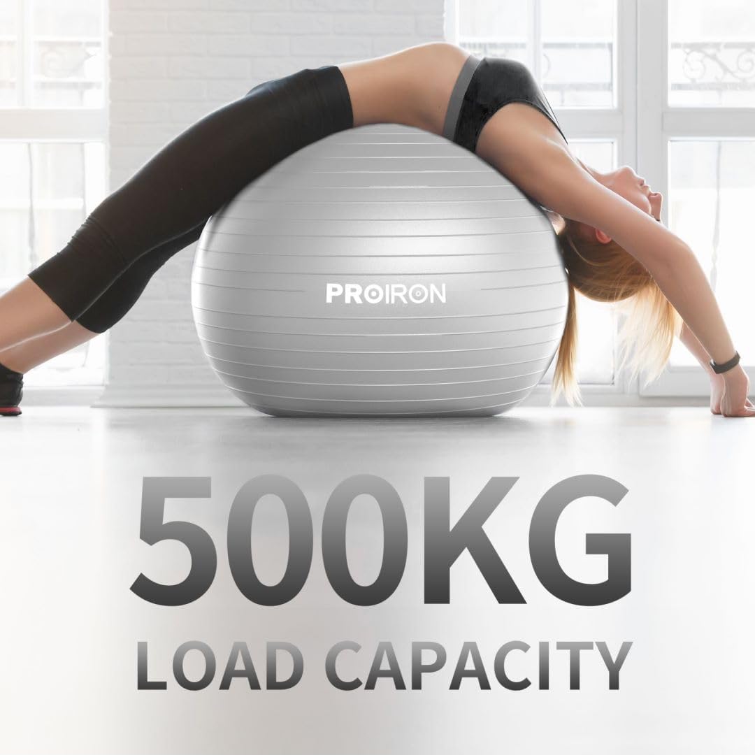 PROIRON Exercise Ball Anti-Burst Yoga Chair Quick Pump Slip Resistant Grey DEMO