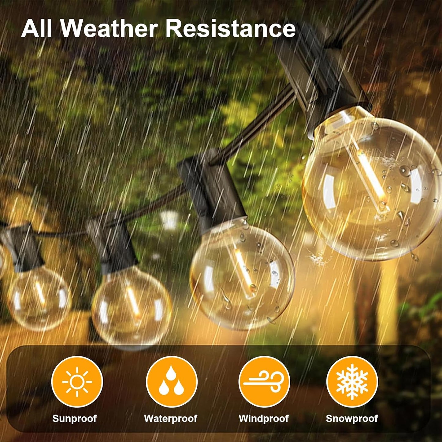 Dimmable Outdoor String Lights with Timer, Festoon Lighting, 30m Black DEMO