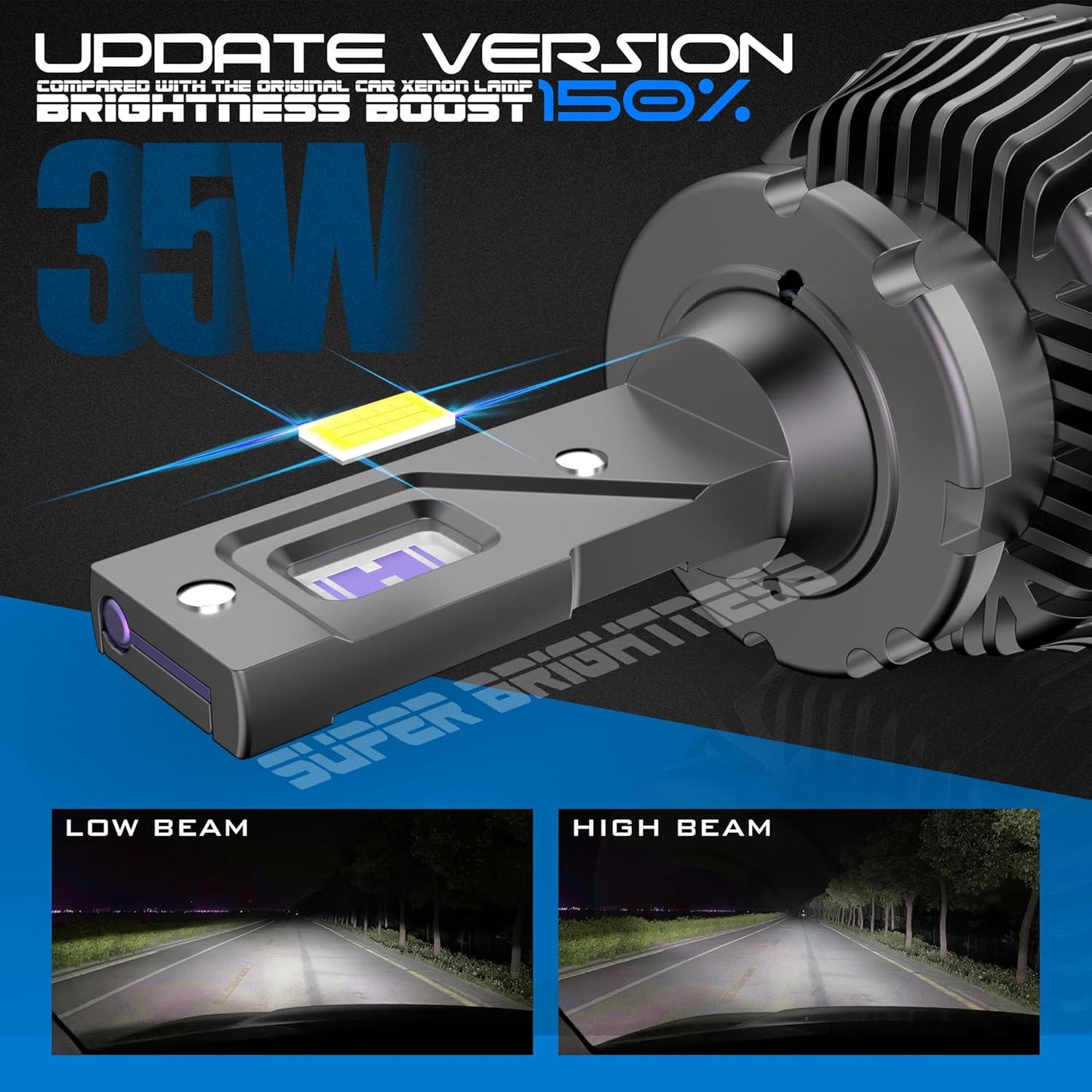 RUNEWAX LED Headlight Bulb 6500K High and Low Beam Conversion Kits Xenon HID NEW