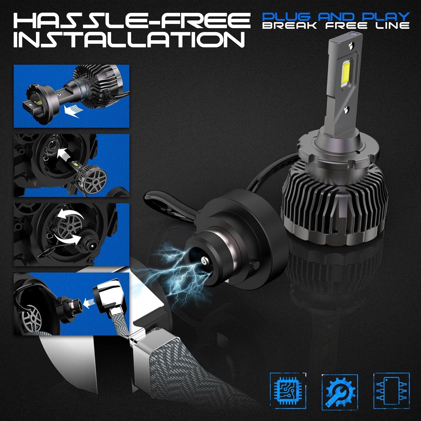 RUNEWAX LED Headlight Bulb 6500K High and Low Beam Conversion Kits Xenon HID NEW