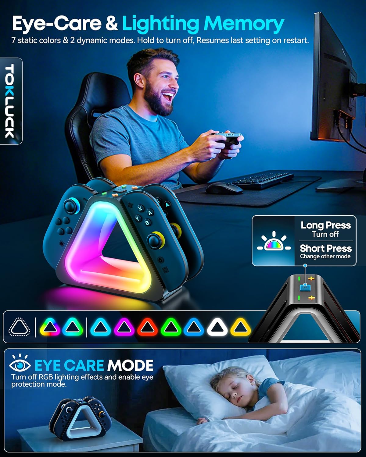 4-in-1 Magnetic Charging Dock for Nintendo Joy-Con Gaming Accessories Black NEW