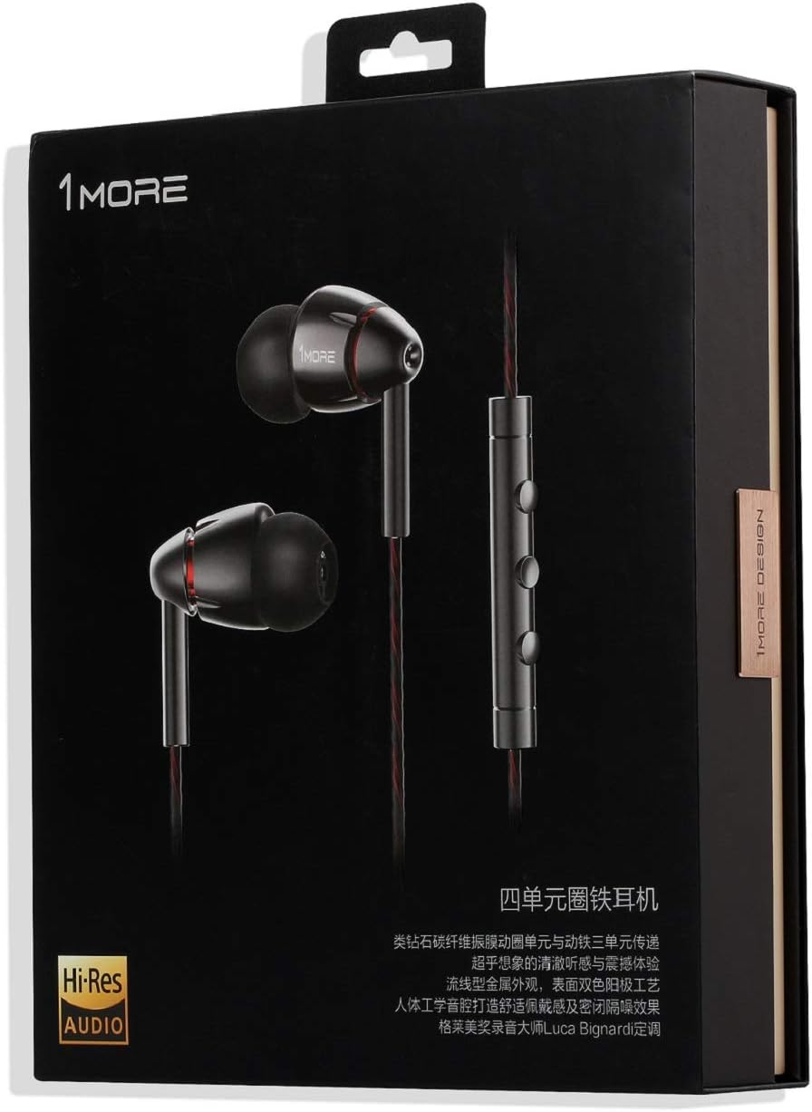 1MORE Quad Drive In-Ear Headphones Hi-Res Wired Earphones with Microphone NEW