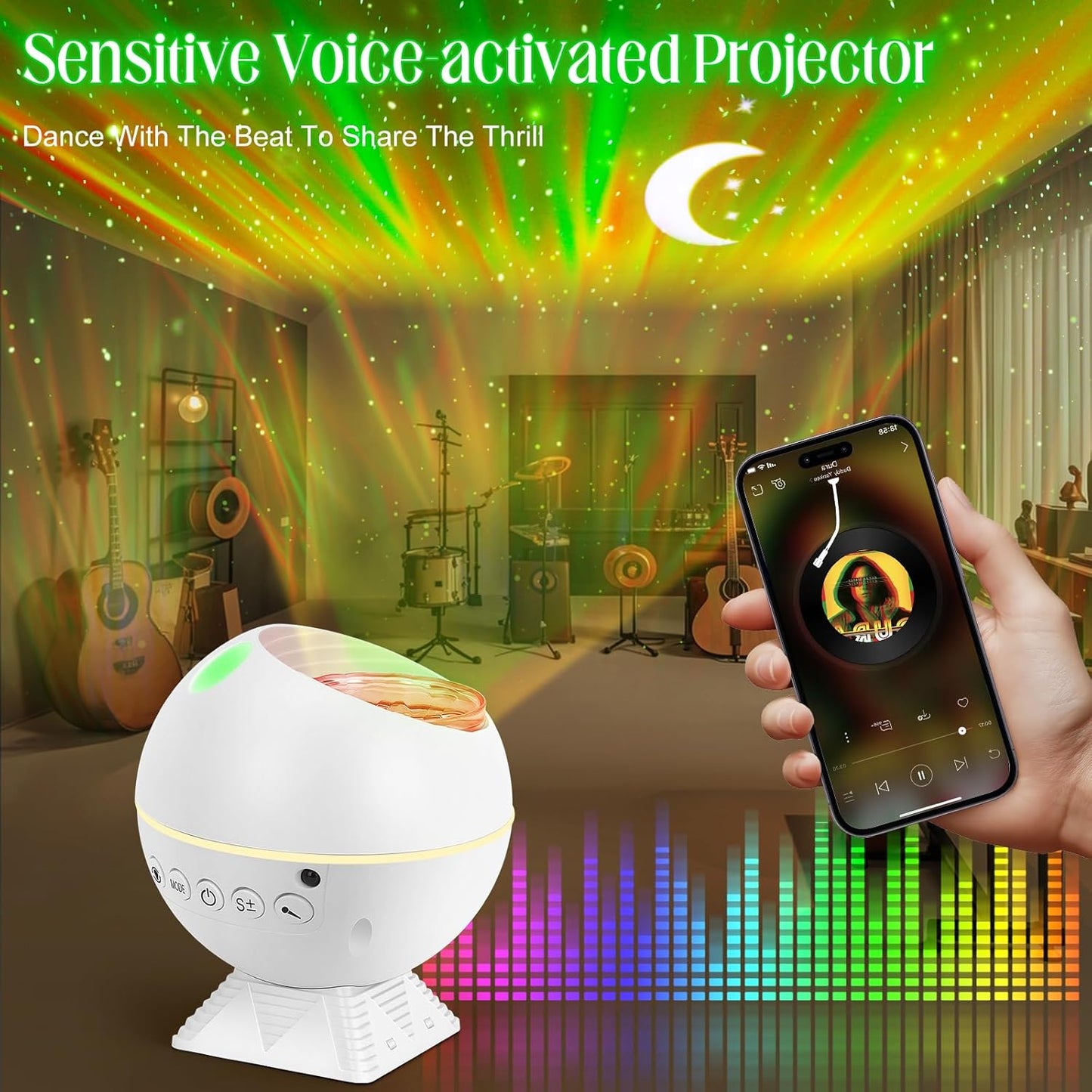 White Night Lights Projector with 162 Lighting Modes & Remote NEW