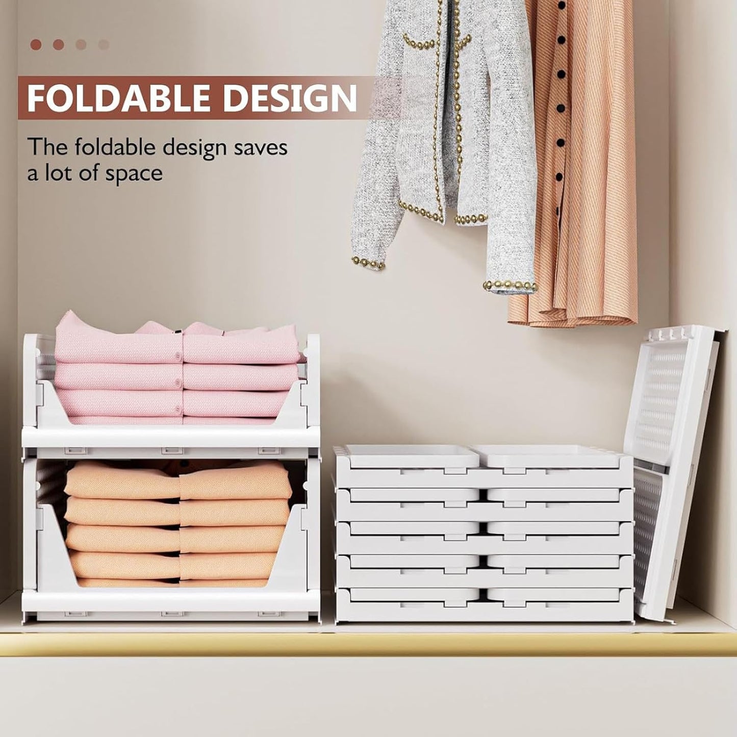 Foldable Plastic Storage Boxes Organizers Drawer Shelf Closet White NEW