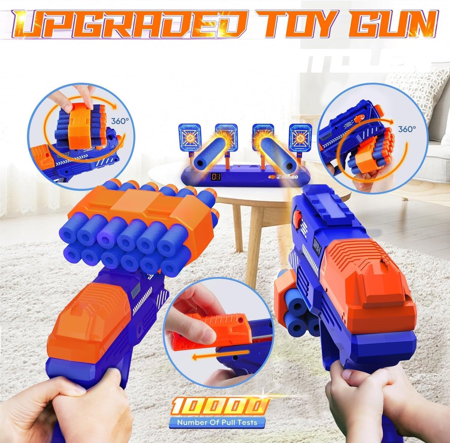 Zookao Digital Shooting Targets with Toy Gun Nerf Electronic Scoring for NEW