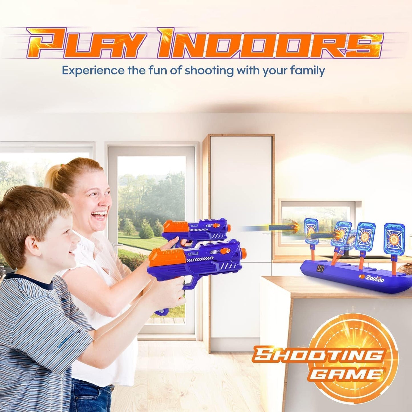 Zookao Digital Shooting Targets with Toy Gun Nerf Electronic Scoring for NEW