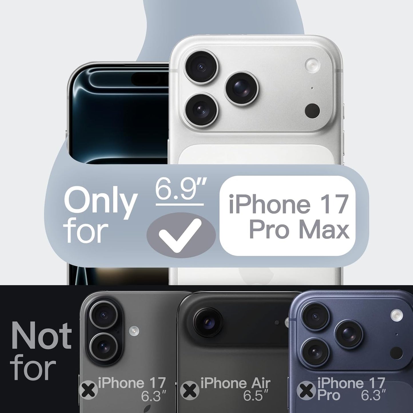 JETech Liquid Silicone Grey Phone Case for iPhone 17 Pro Max 6.9-Inch NEW