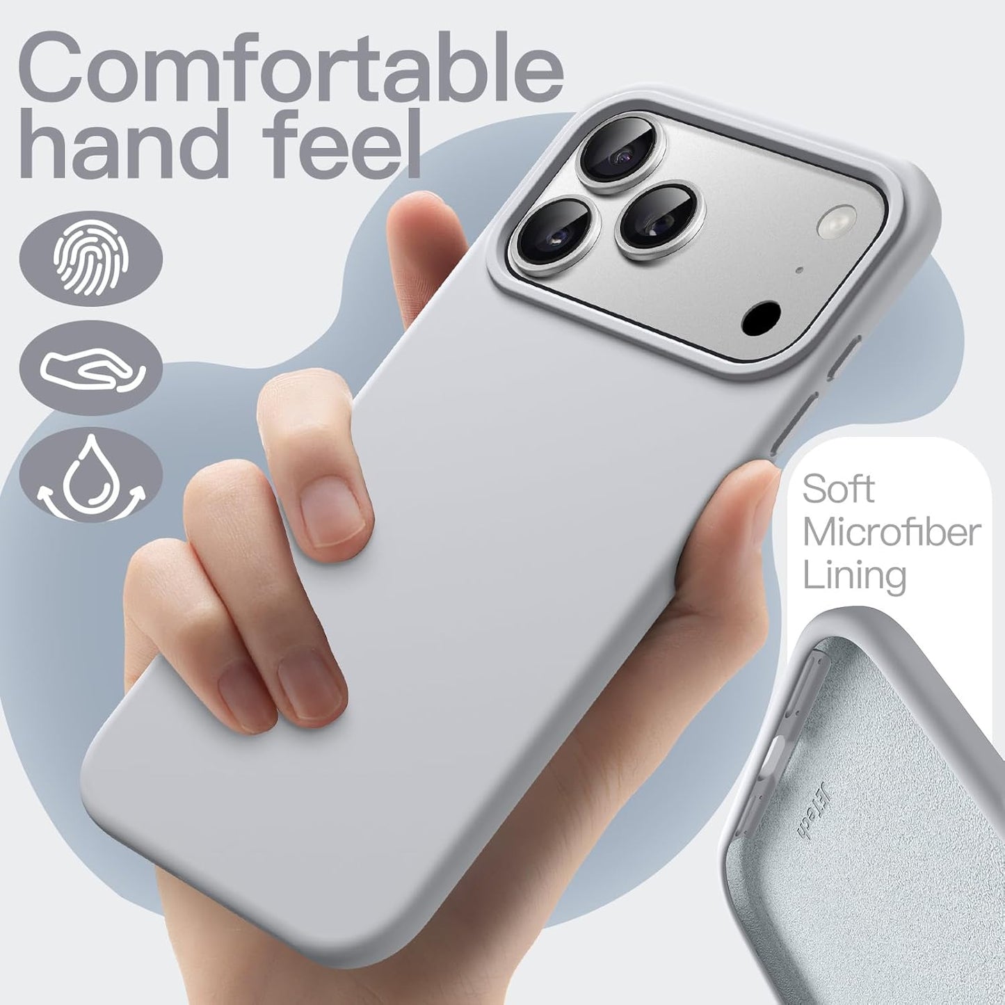 JETech Liquid Silicone Grey Phone Case for iPhone 17 Pro Max 6.9-Inch NEW