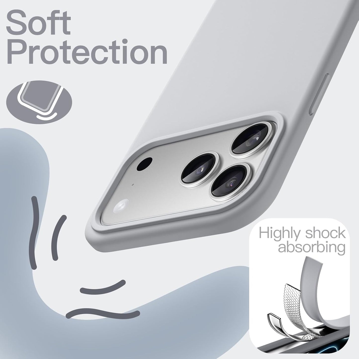 JETech Liquid Silicone Grey Phone Case for iPhone 17 Pro Max 6.9-Inch NEW