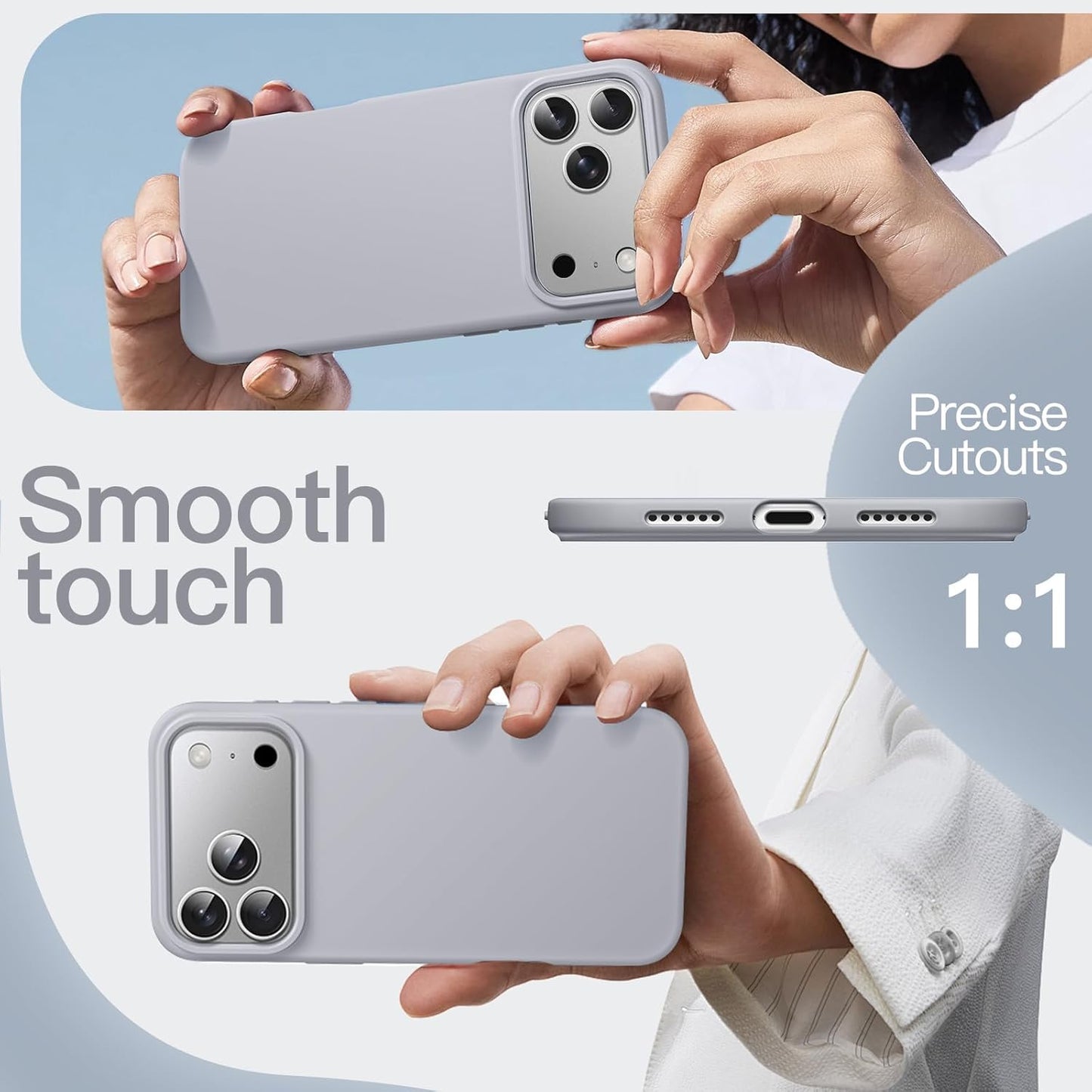 JETech Liquid Silicone Grey Phone Case for iPhone 17 Pro Max 6.9-Inch NEW