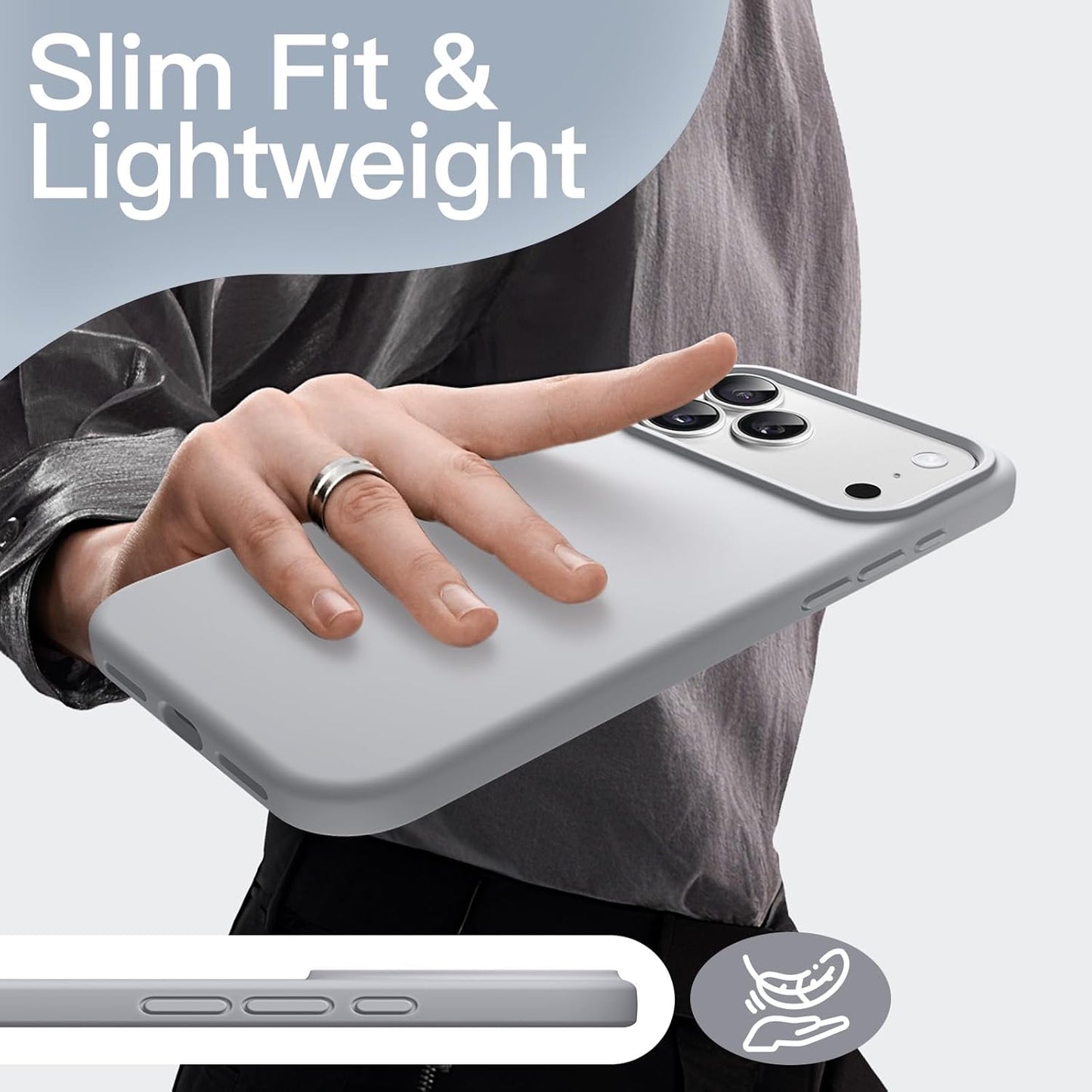 JETech Liquid Silicone Grey Phone Case for iPhone 17 Pro Max 6.9-Inch NEW