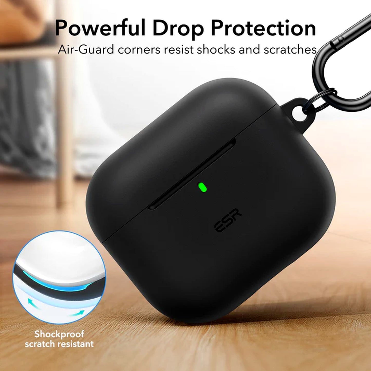 ESR Protective AirPods 4th Gen Case Cover Skin for Wireless Charging Black 4 NEW