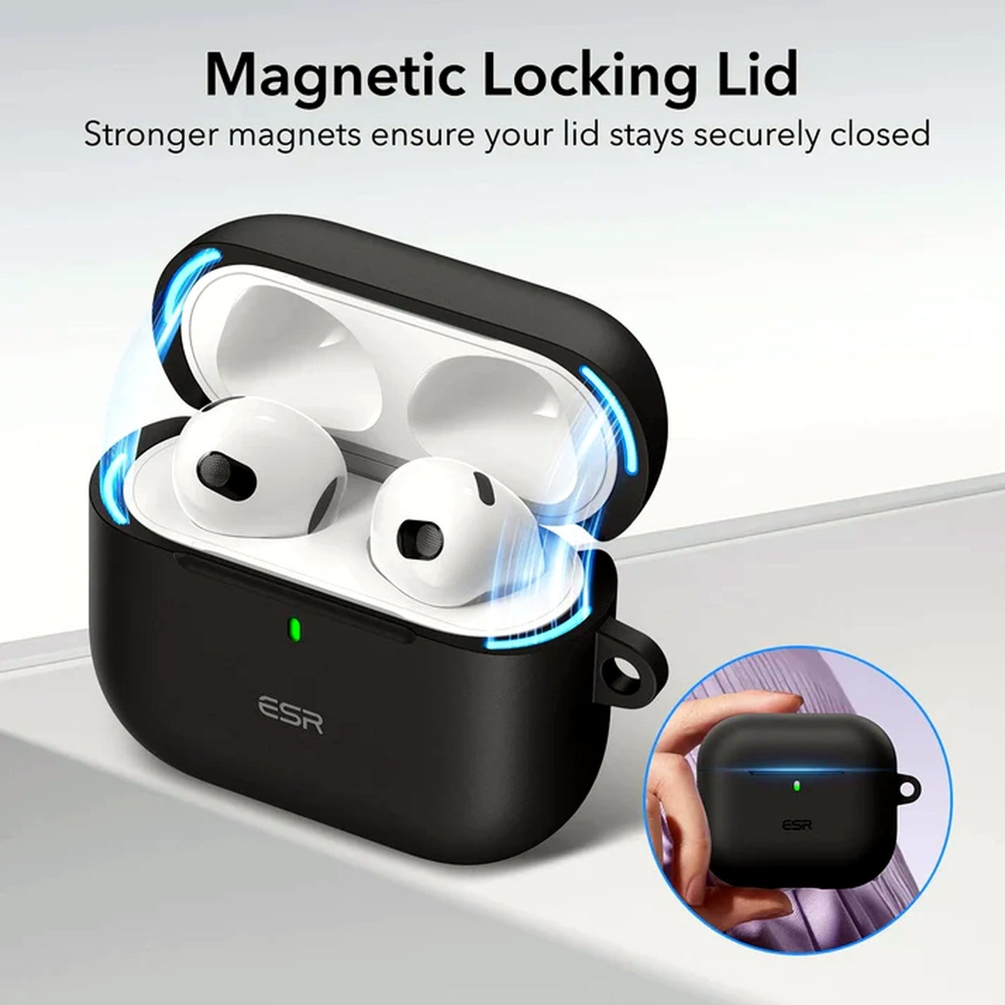 ESR Protective AirPods 4th Gen Case Cover Skin for Wireless Charging Black 4 NEW