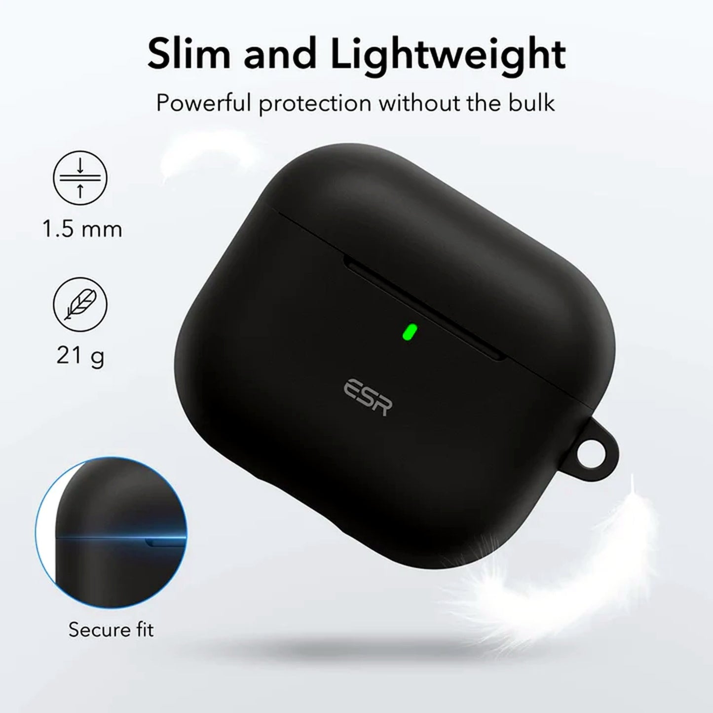 ESR Protective AirPods 4th Gen Case Cover Skin for Wireless Charging Black 4 NEW